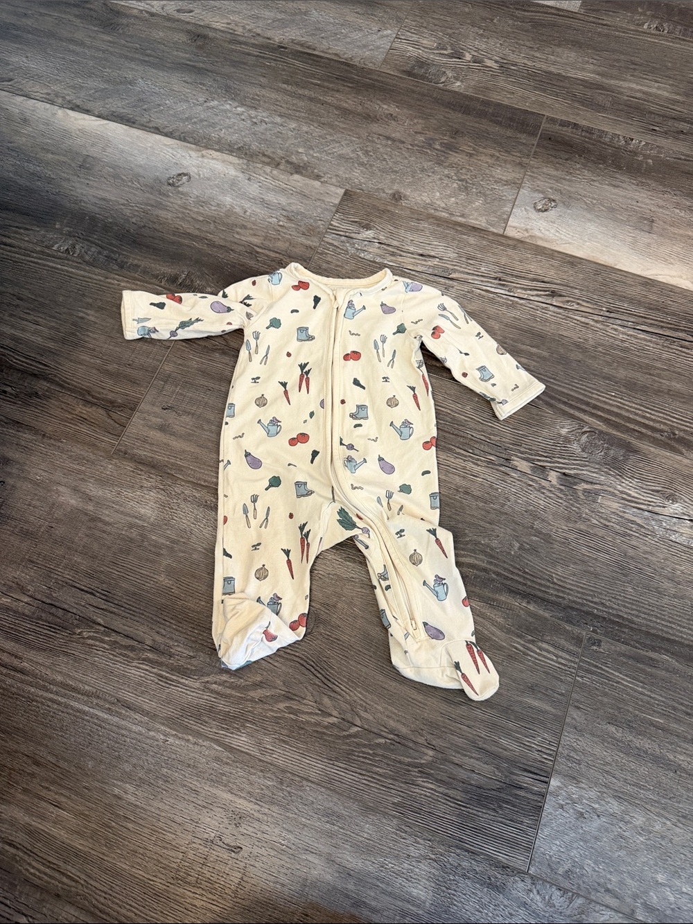 Little Planet Cream Footed Baby One-Piece with Colorful Vegetable Print